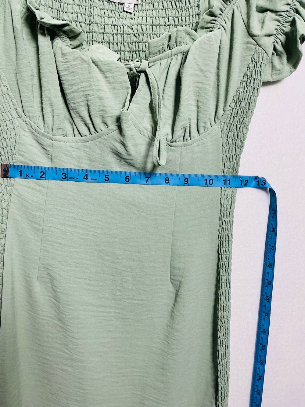 Love Tree Green Smocked Tie-Front Mini Dress - Picture 3 of 6